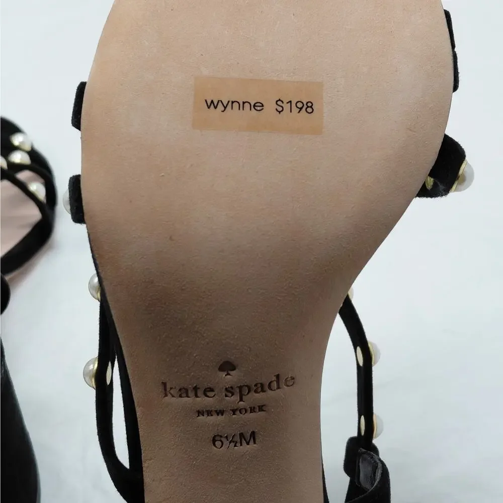 Kate Spade Womens Heels Size 6.5 Black Suede Sandal Block Heel Wedding Party